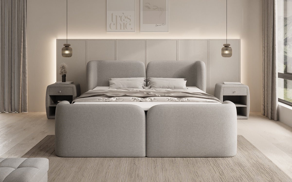 Boxspringbett Riva Bouclé mit Stauraum