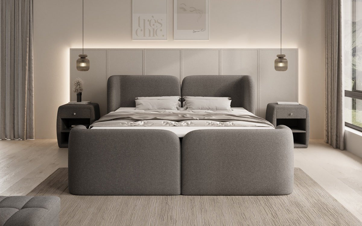 Boxspringbett Riva Bouclé mit Stauraum