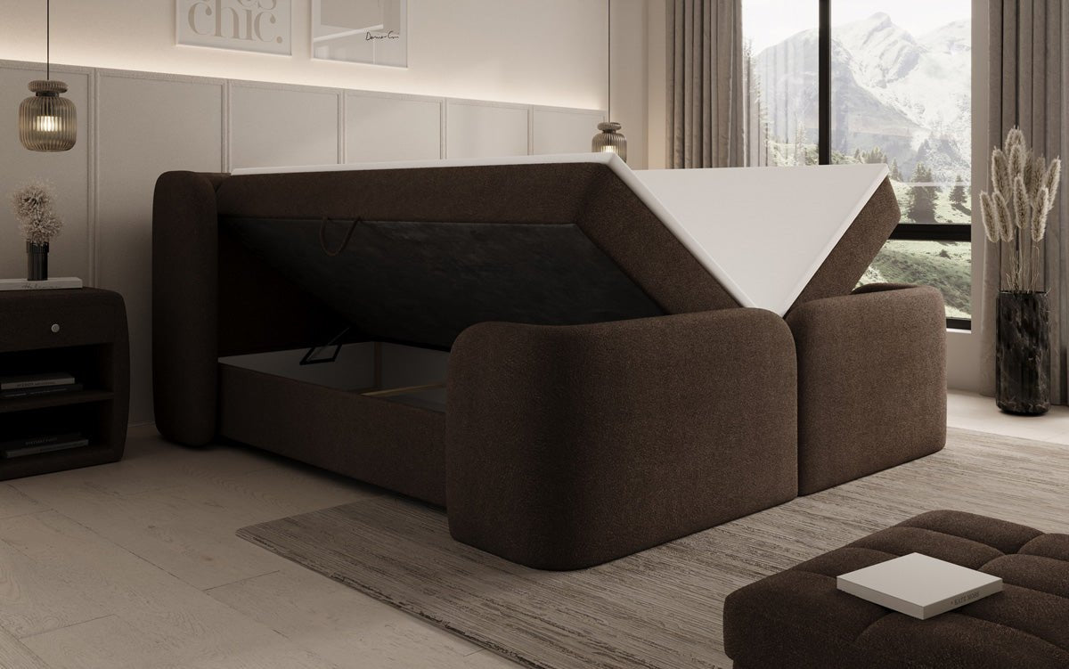 Boxspringbett Riva Bouclé mit Stauraum