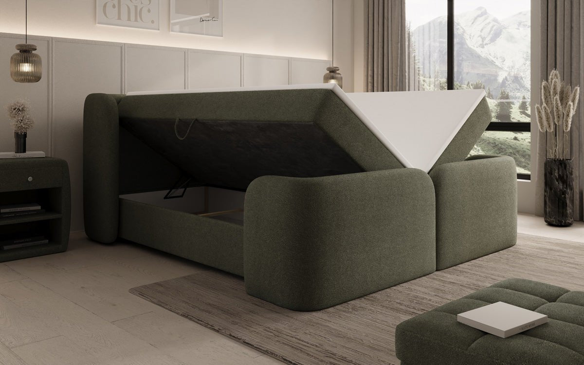 Boxspringbett Riva Bouclé mit Stauraum