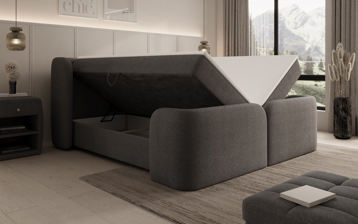 Boxspringbett Riva Bouclé mit Stauraum