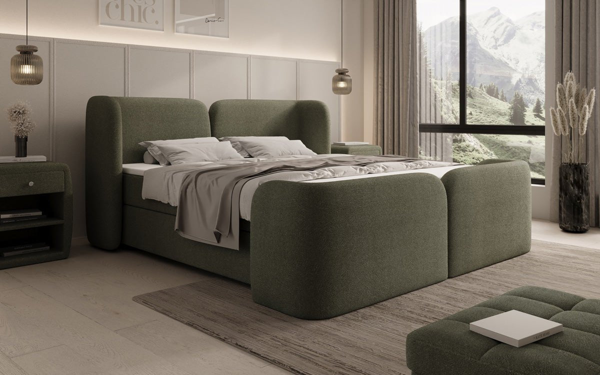 Boxspringbett Riva Bouclé mit Stauraum