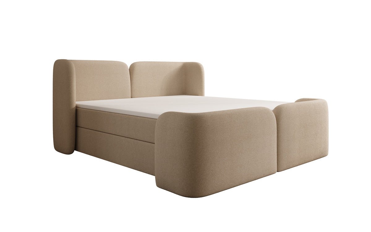 Boxspringbett Riva Bouclé mit Stauraum