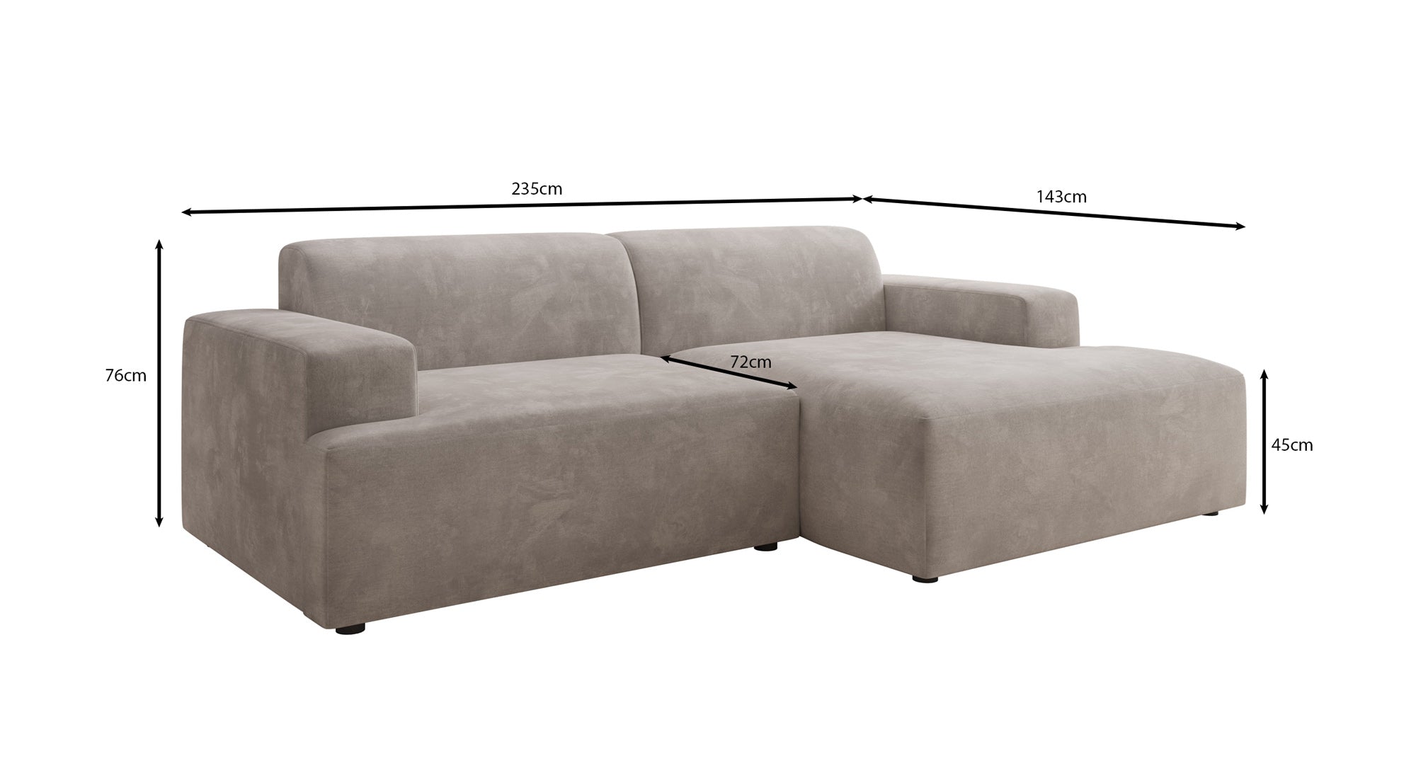 Designer Sofa Monza L in Samt