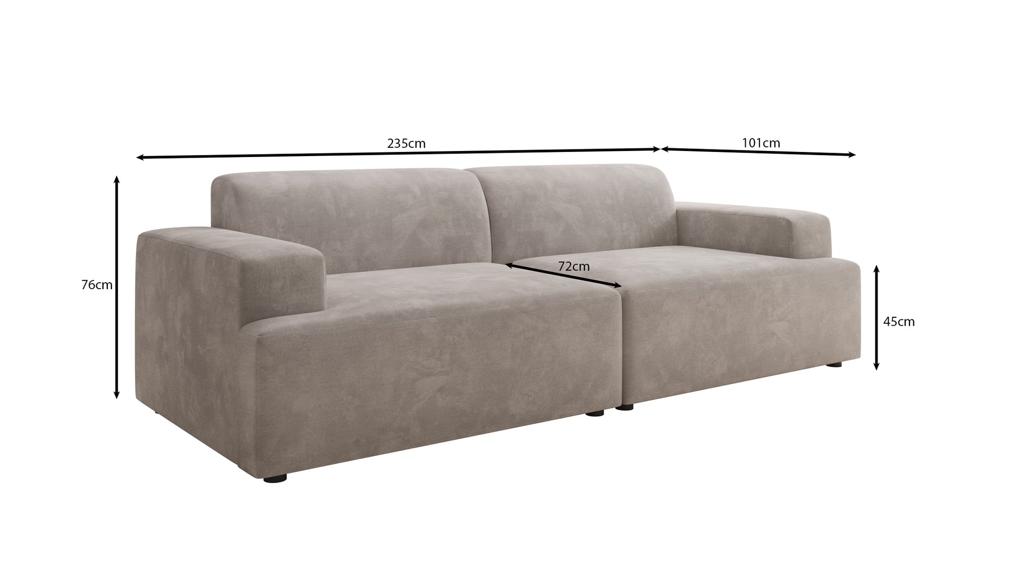 Designer 3 Sitzer Sofa Monza in Samt