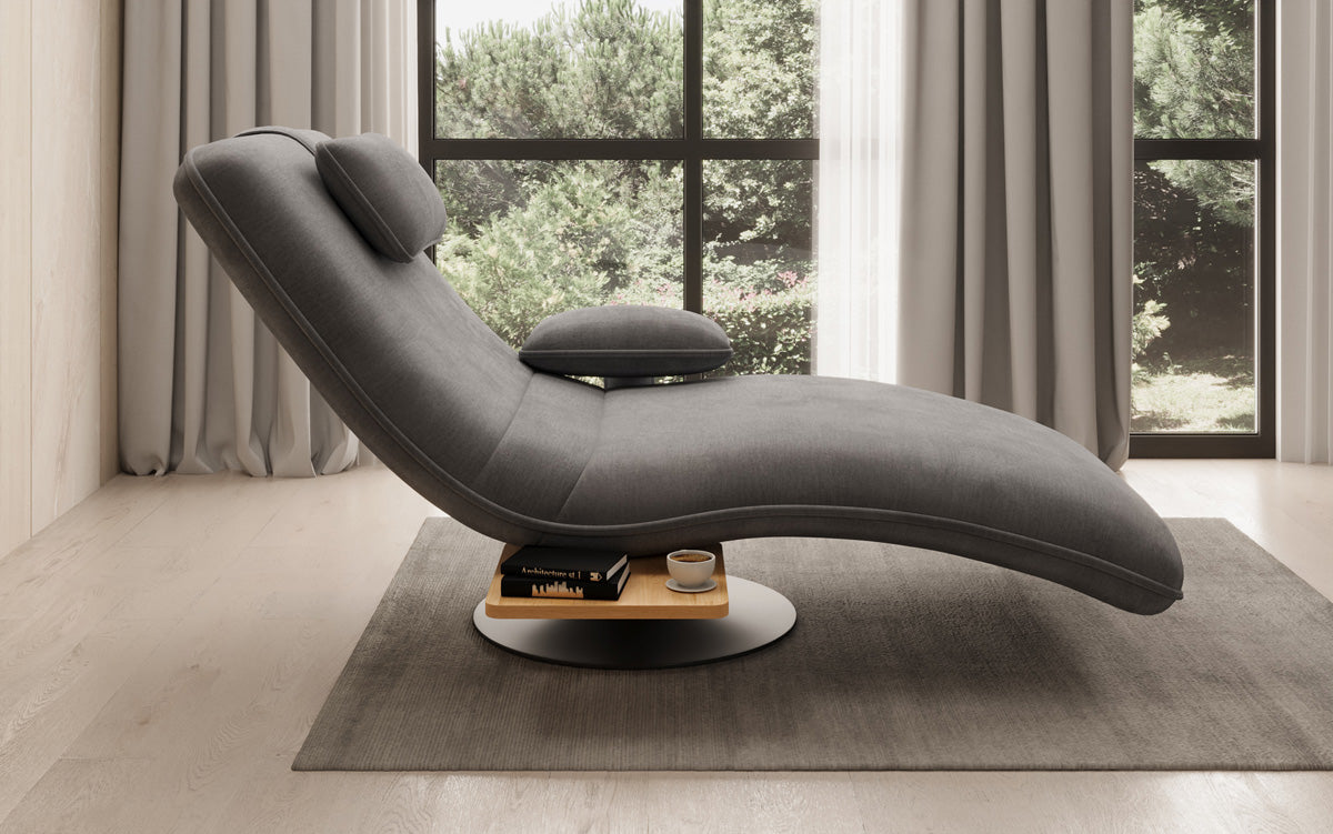 Designer Relax-Liege Velor Samt mit Drehfunktion und Beistelltisch