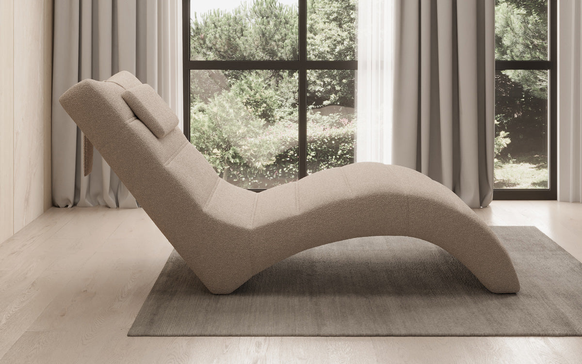 Designer Relax-Liege Leon in Bouclé