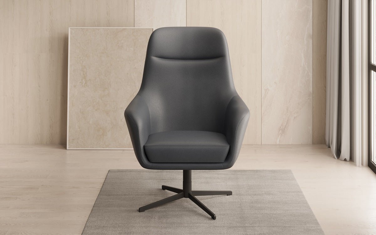 Designer Sessel Ren 360° Drehfunktion in Echtleder