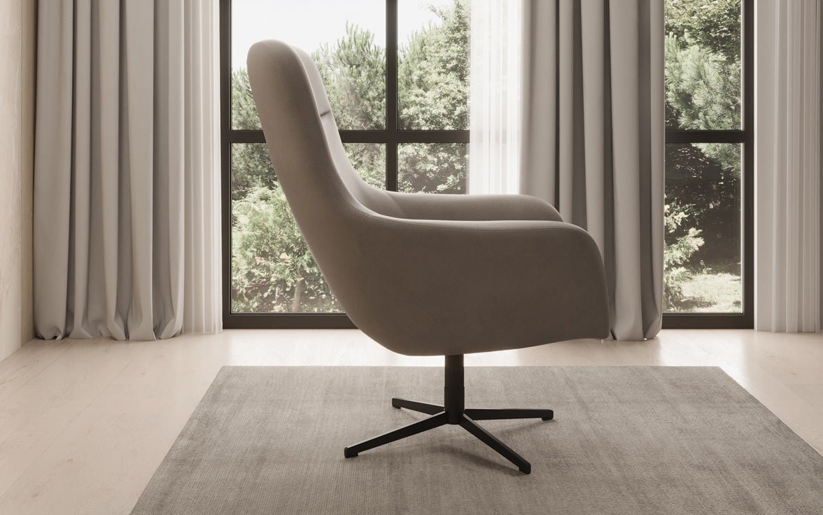 Designer Sessel Ren 360° Drehfunktion in Echtleder
