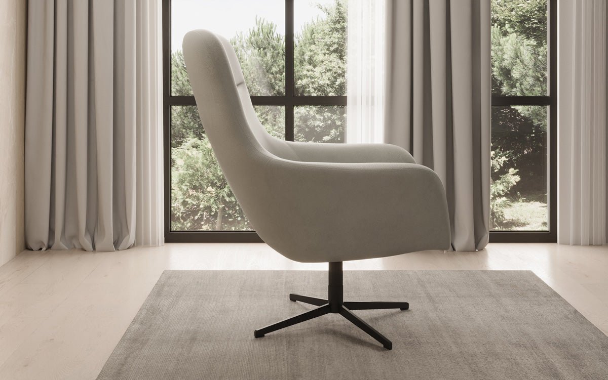 Designer Sessel Ren 360° Drehfunktion in Echtleder