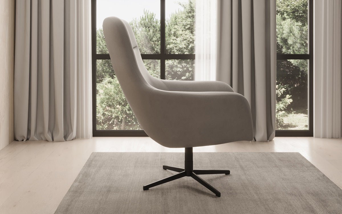 Designer Sessel Ren 360° Drehfunktion in Echtleder