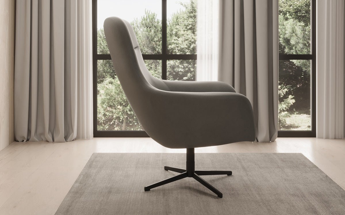 Designer Sessel Ren 360° Drehfunktion in Echtleder