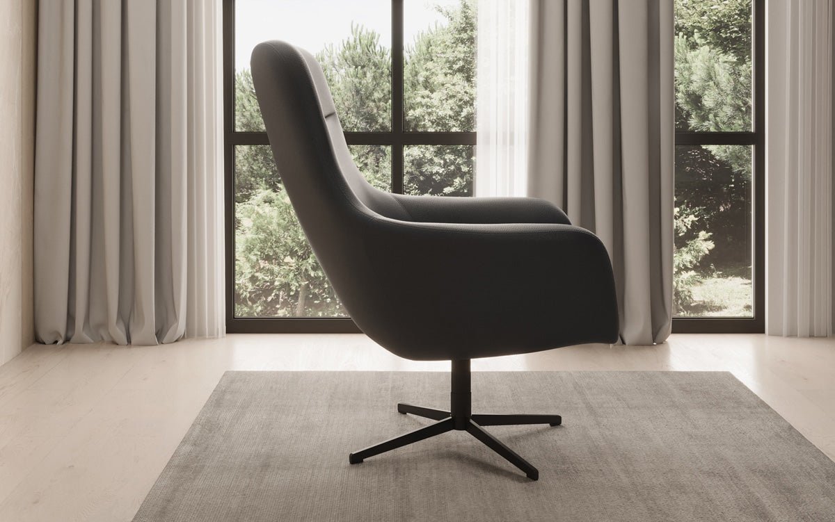 Designer Sessel Ren 360° Drehfunktion in Echtleder