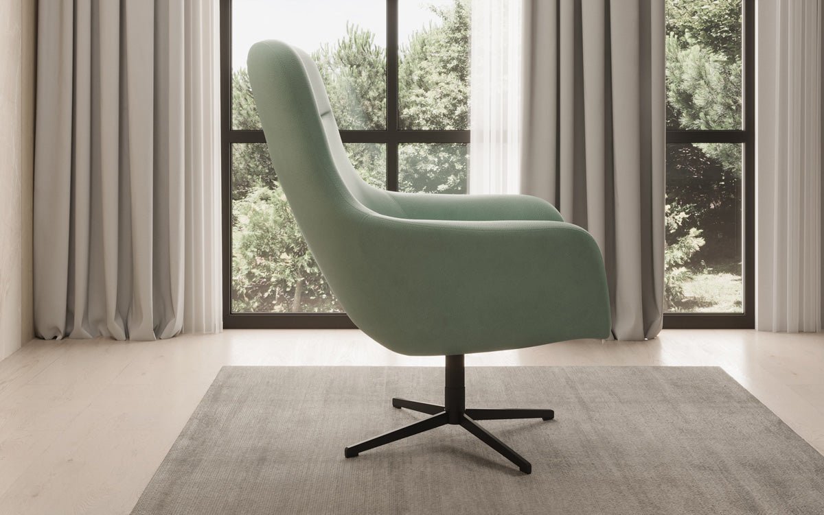Designer Sessel Ren 360° Drehfunktion in Echtleder