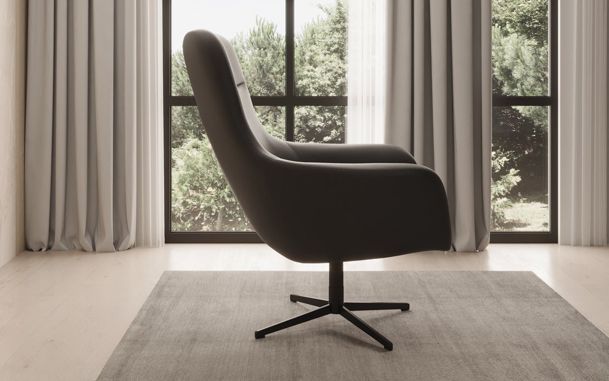 Designer Sessel Ren 360° Drehfunktion in Echtleder
