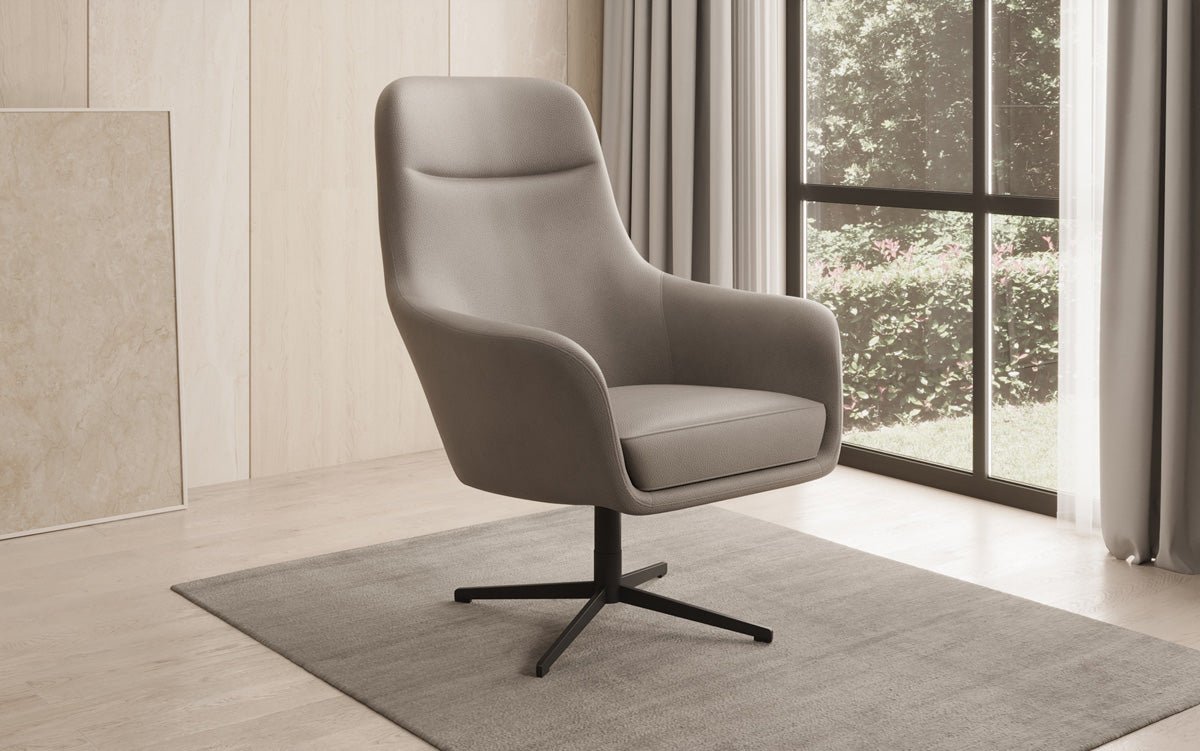 Designer Sessel Ren 360° Drehfunktion in Echtleder