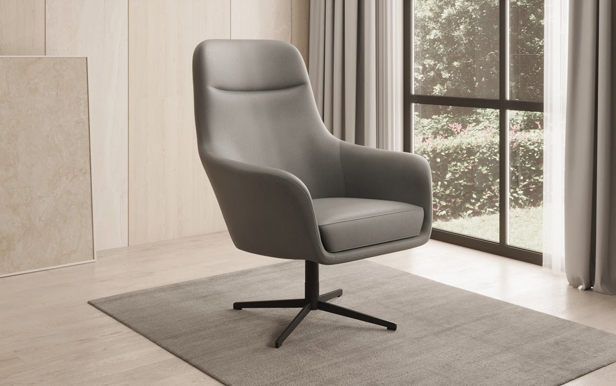 Designer Sessel Ren 360° Drehfunktion in Echtleder
