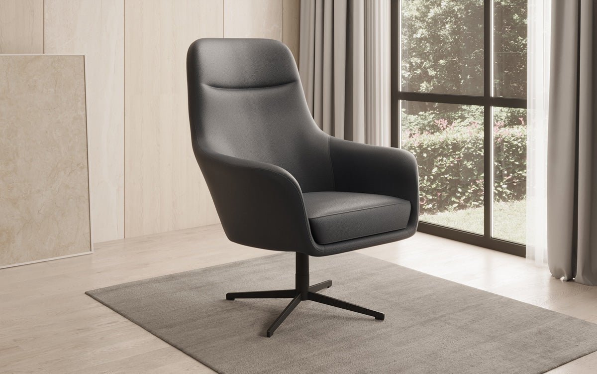 Designer Sessel Ren 360° Drehfunktion in Echtleder