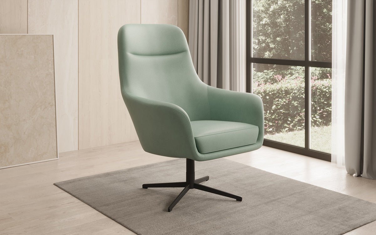 Designer Sessel Ren 360° Drehfunktion in Echtleder
