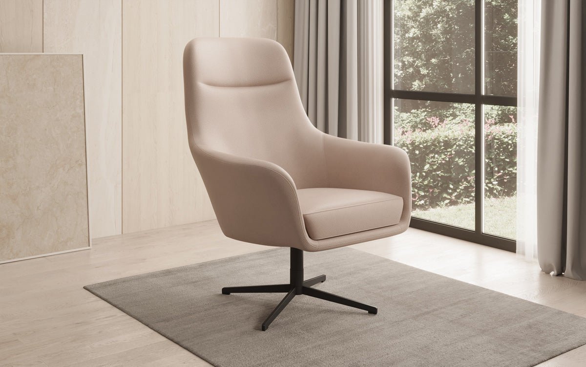 Designer Sessel Ren 360° Drehfunktion in Echtleder
