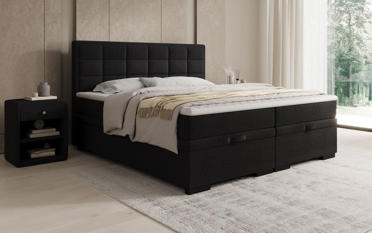 Boxspringbett Alessia mit Stauraum in Teddy Bouclé