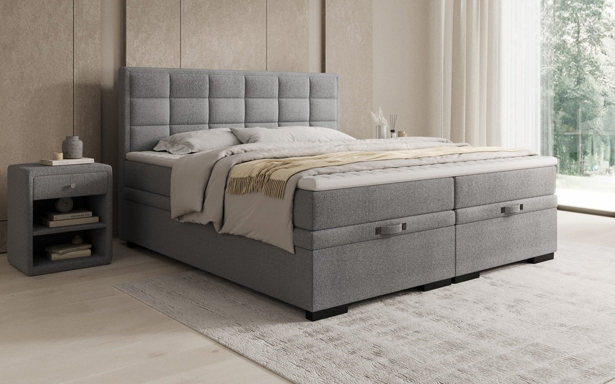 Boxspringbett Alessia mit Stauraum in Teddy Bouclé