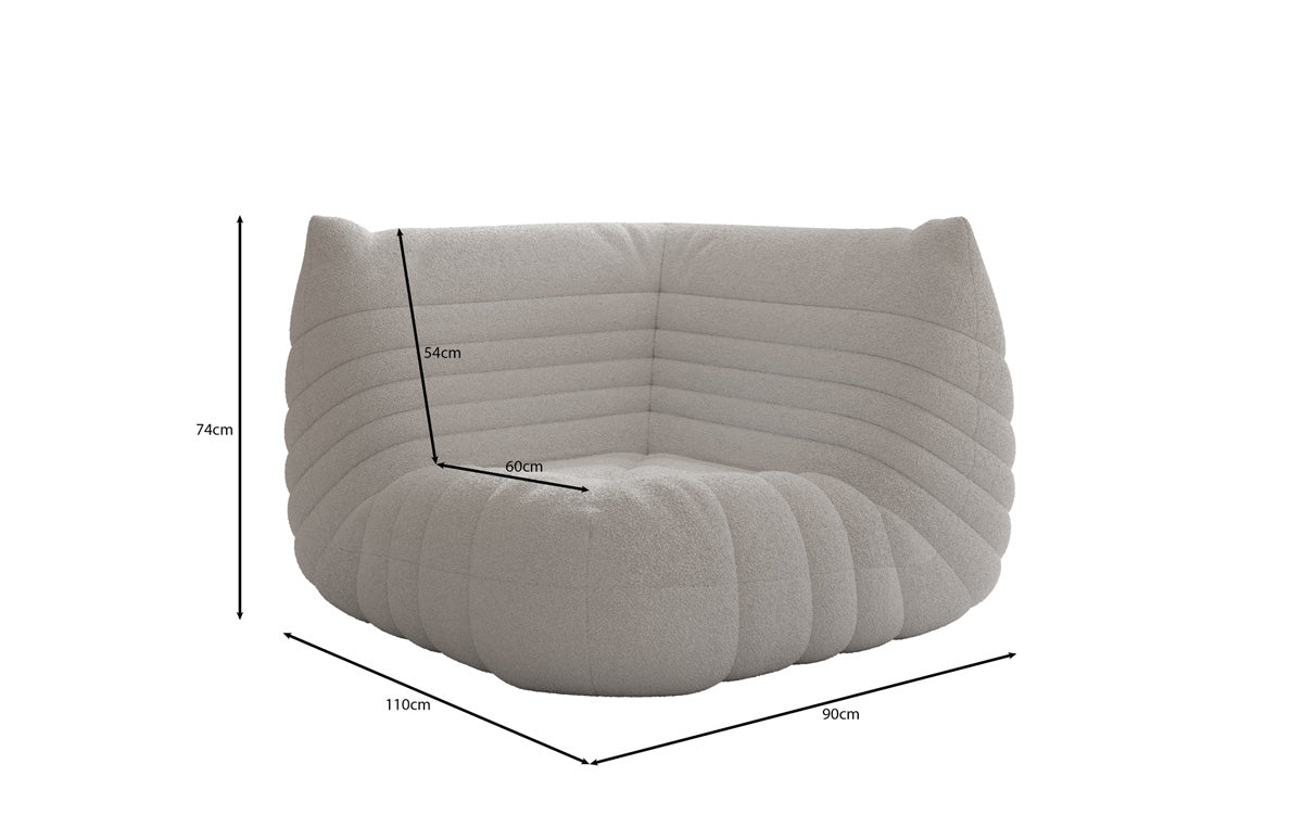Designer Eckmodul Sofa-Sessel Calmo in Teddy Bouclé