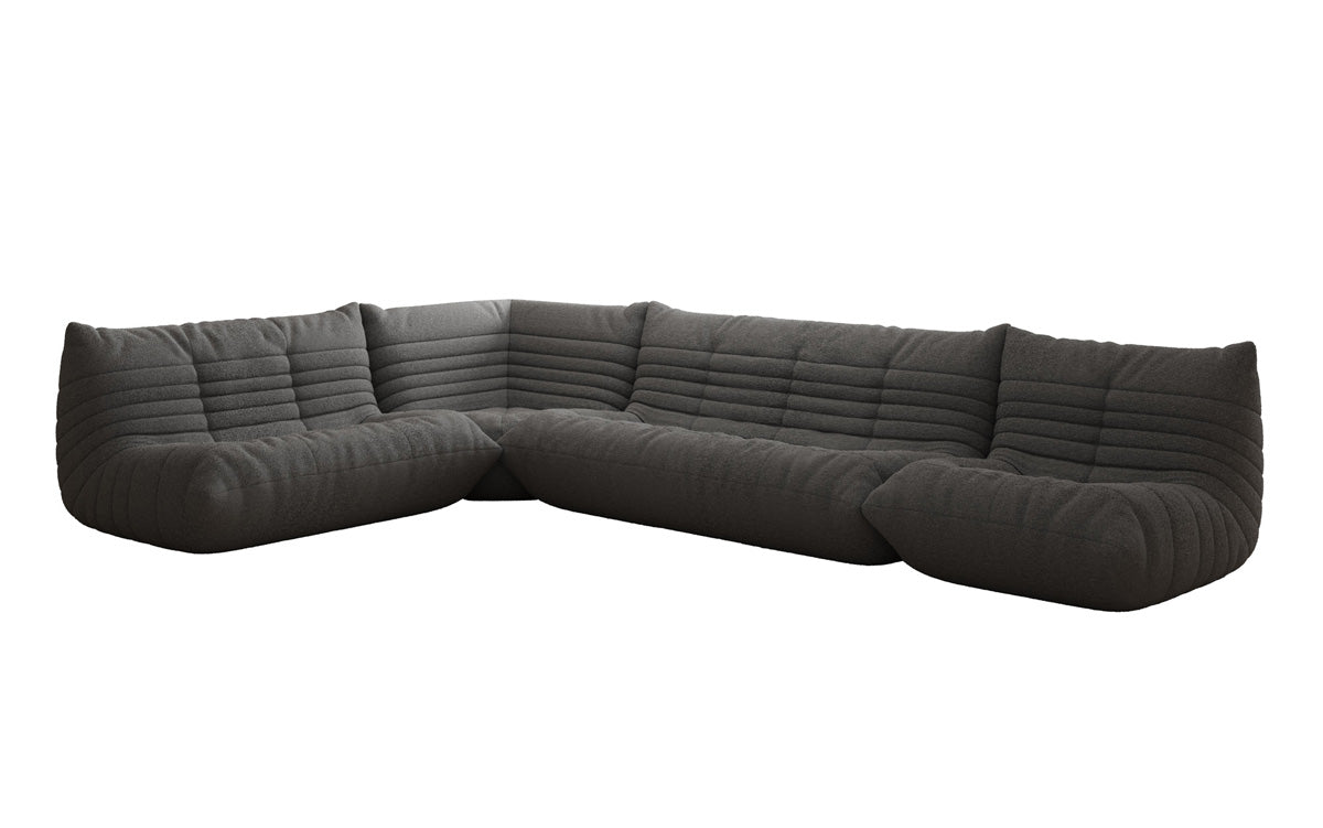 Designer Sofa Wohnlandschaft Calmo in Teddy Bouclé