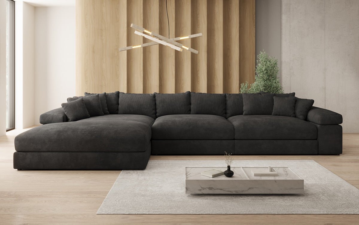Designer Sofa Bernardo L Maxi mit breiter Ottomane in Cord