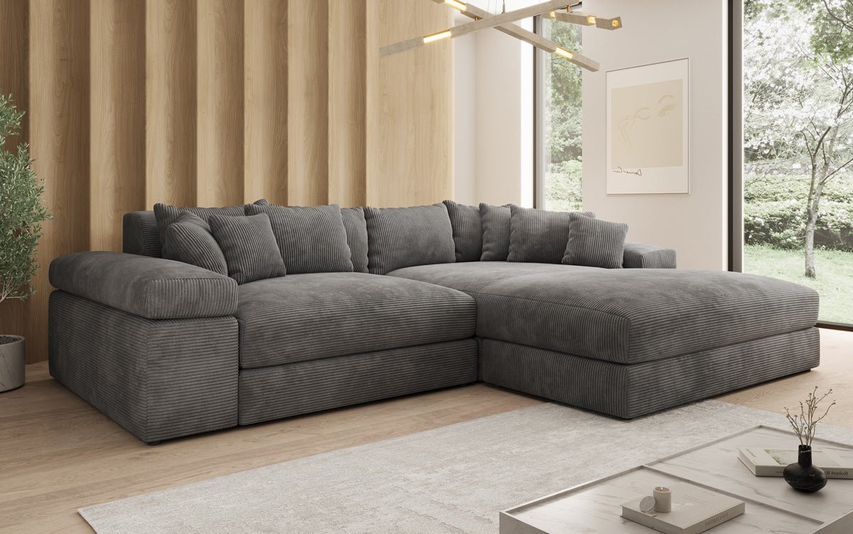 Designer Sofa Bernardo mit breiter Ottomane in Cord