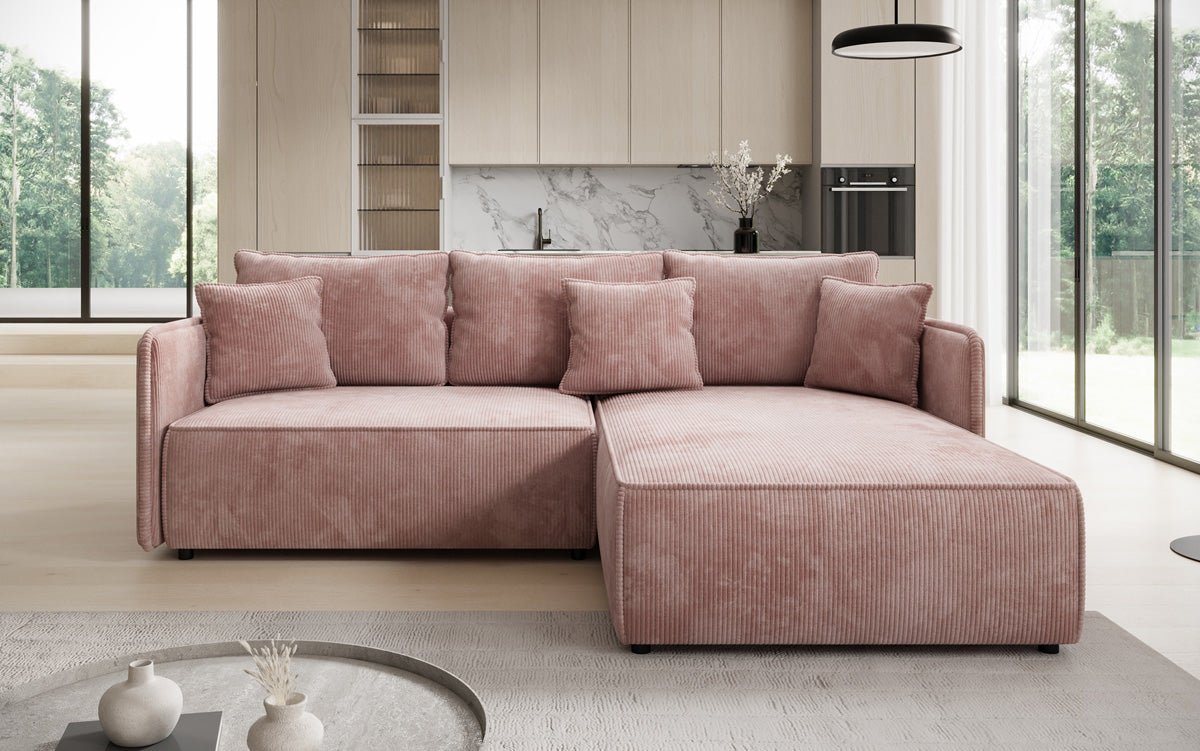 Designer Sofa Marlen mit Schlaf- und Klappfunktion in Cord
