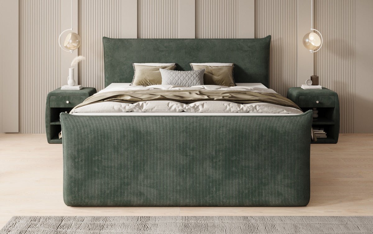 Boxspringbett Liana II mit hochklappbarem Stauraum in Cord