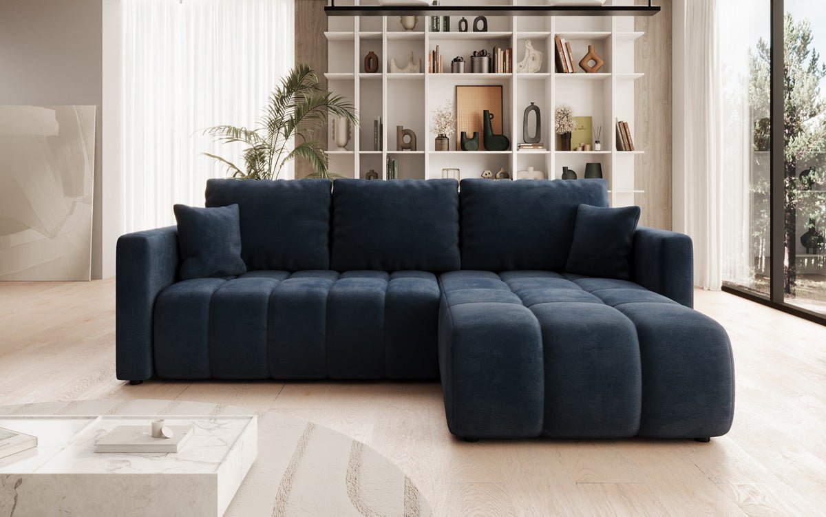 Designer Sofa Beatrice L mit Schlaf- und Klappfunktion in Samt