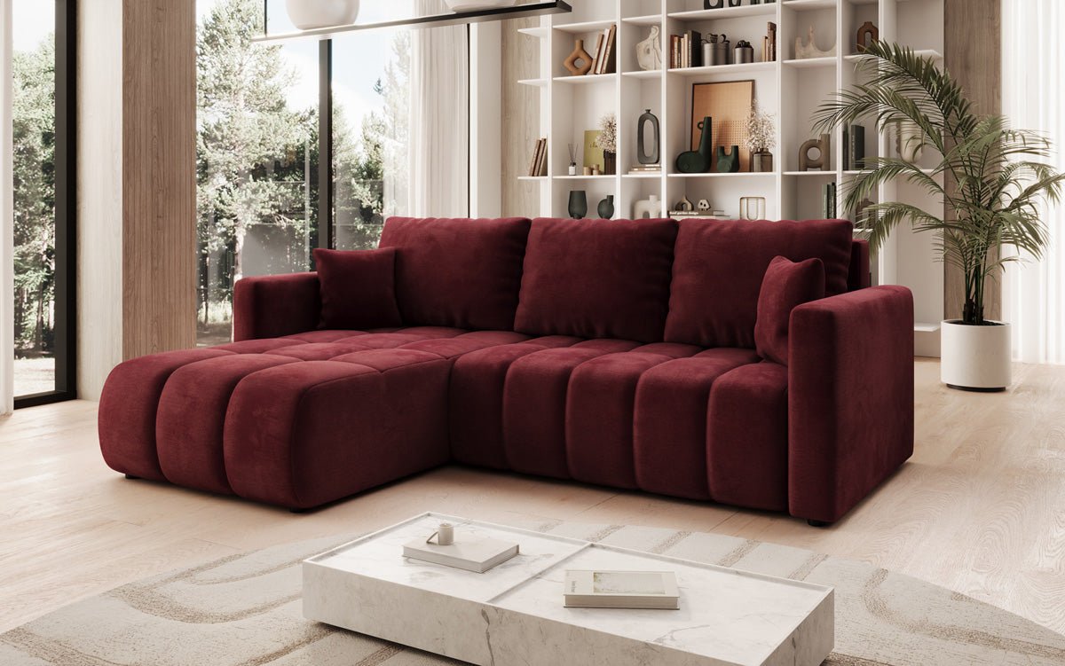 Designer Sofa Beatrice L mit Schlaf- und Klappfunktion in Samt