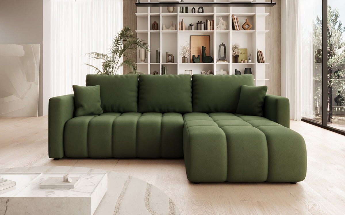 Designer Sofa Beatrice L mit Schlaf- und Klappfunktion in Stoff