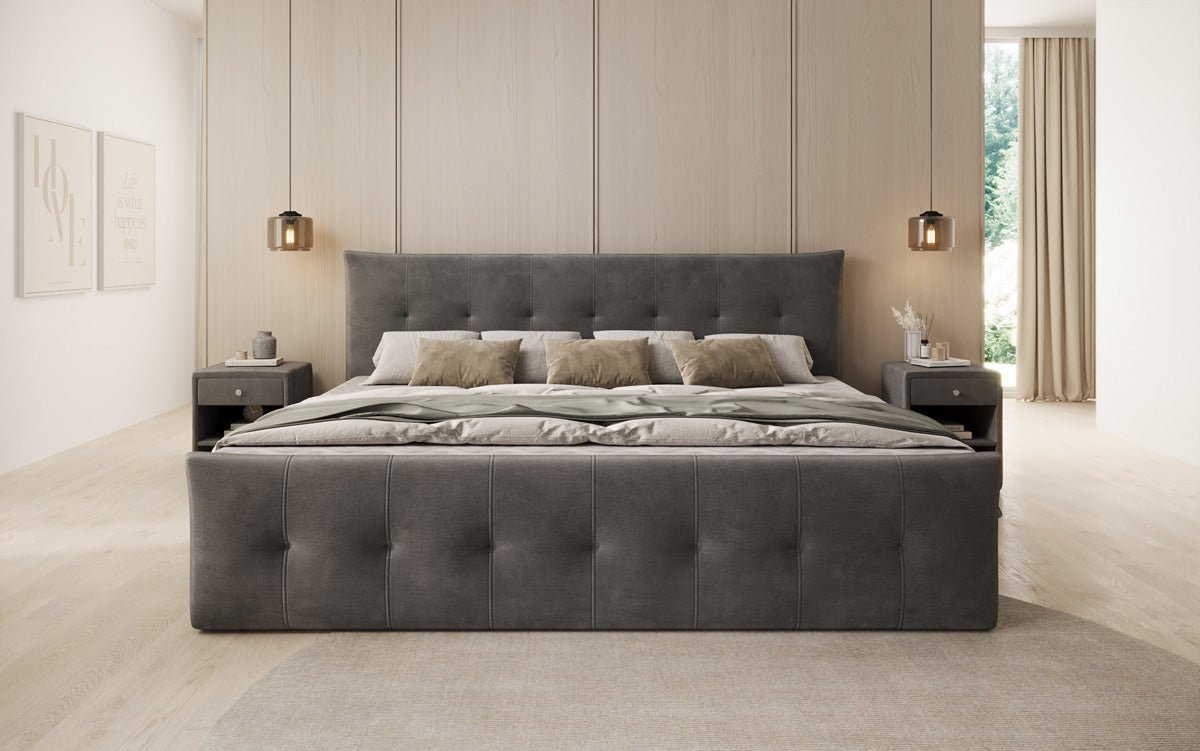 Familien Boxspringbett Valenza – 220/240x200 mit Stauraum in Samt