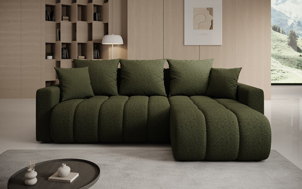 Designer Sofa Giulio L mit Schlaf- und Klappfunktion in Bouclé