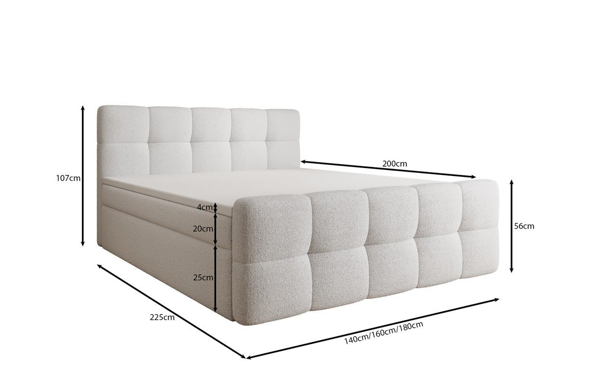 Boxspringbett Cozy in Teddy Bouclé mit Stauraum