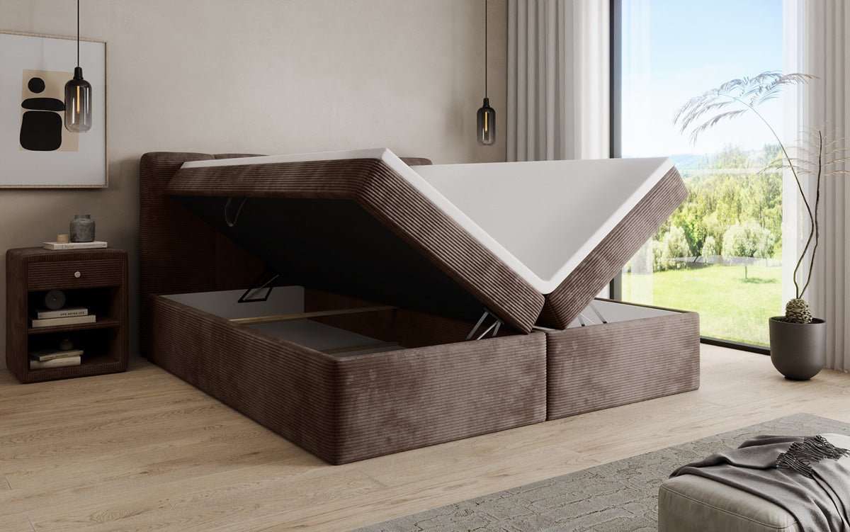 Boxspringbett Cozy II in Cord mit Stauraum