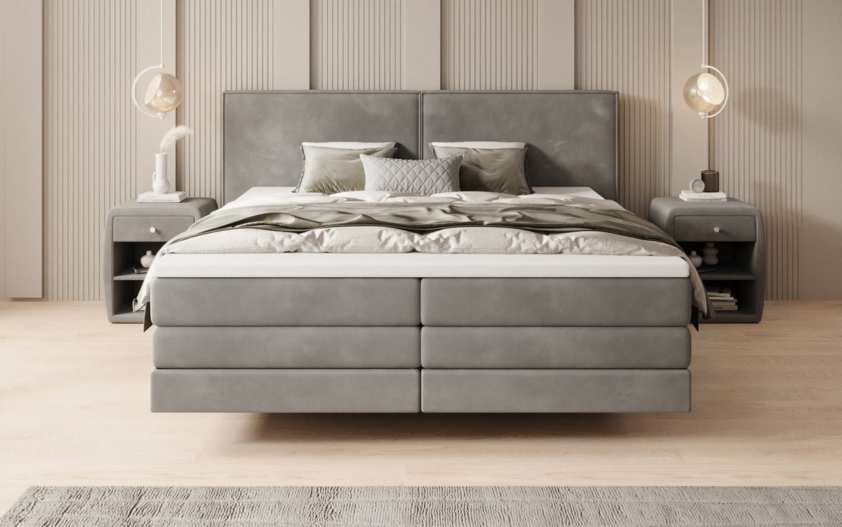 Boxspringbett Ophelia mit Schwebeoptik in Samt