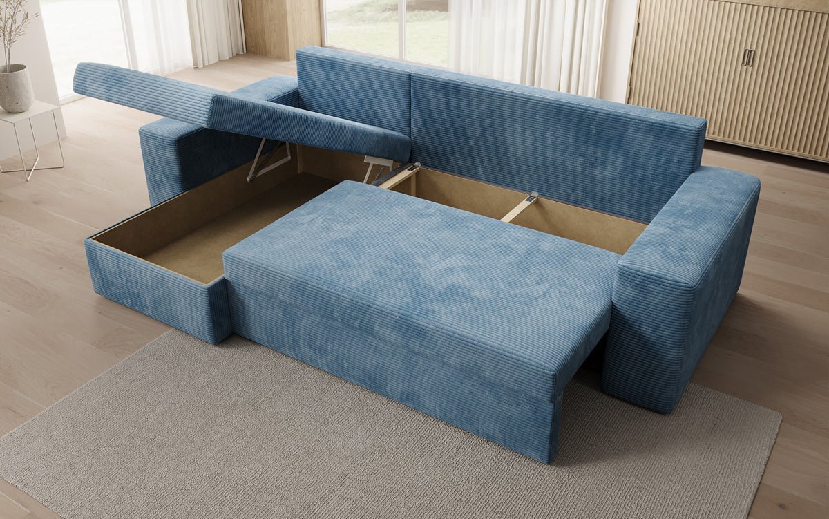 Designer Sofa Denver Cord mit Schlaf- und Klappfunktion