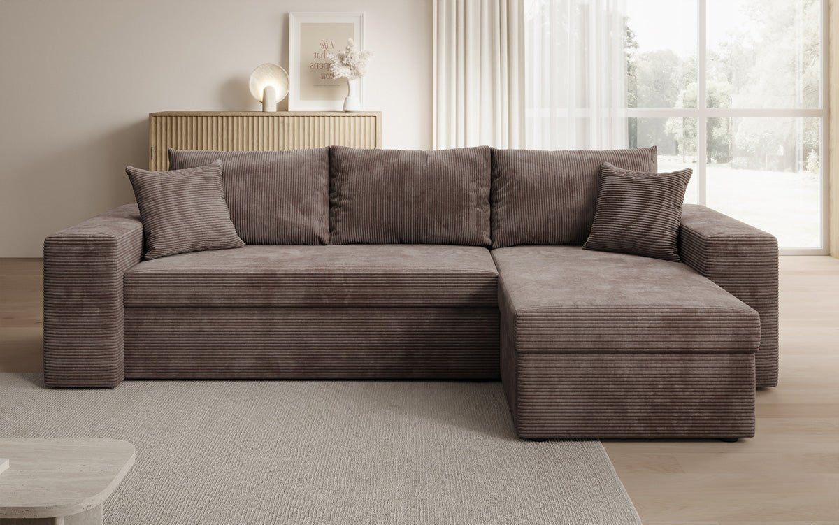 Designer Sofa Denver Cord mit Schlaf- und Klappfunktion