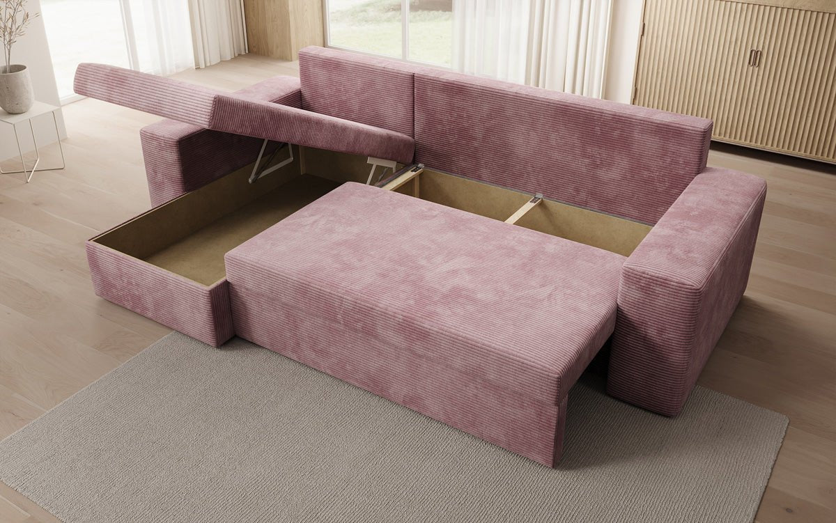 Designer Sofa Denver Cord mit Schlaf- und Klappfunktion