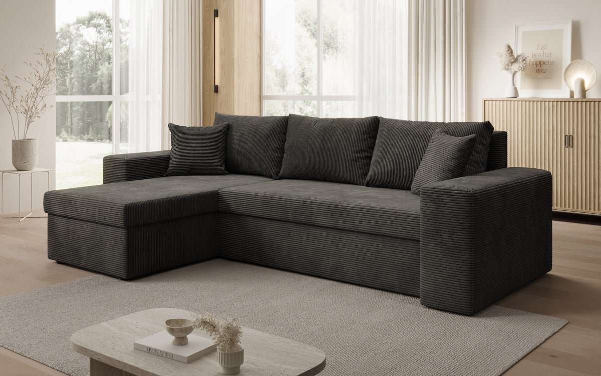 Designer Sofa Denver Cord mit Schlaf- und Klappfunktion