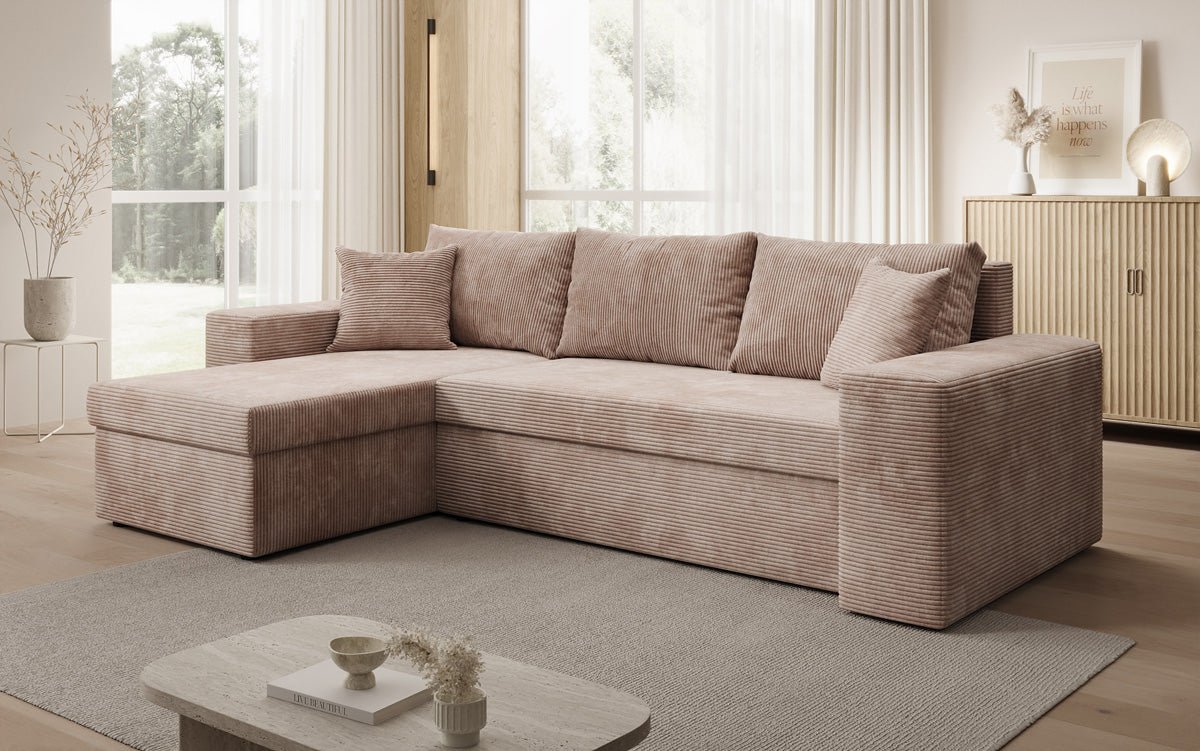 Designer Sofa Denver Cord mit Schlaf- und Klappfunktion