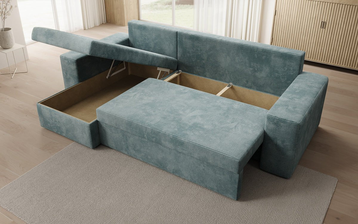 Designer Sofa Denver Cord mit Schlaf- und Klappfunktion