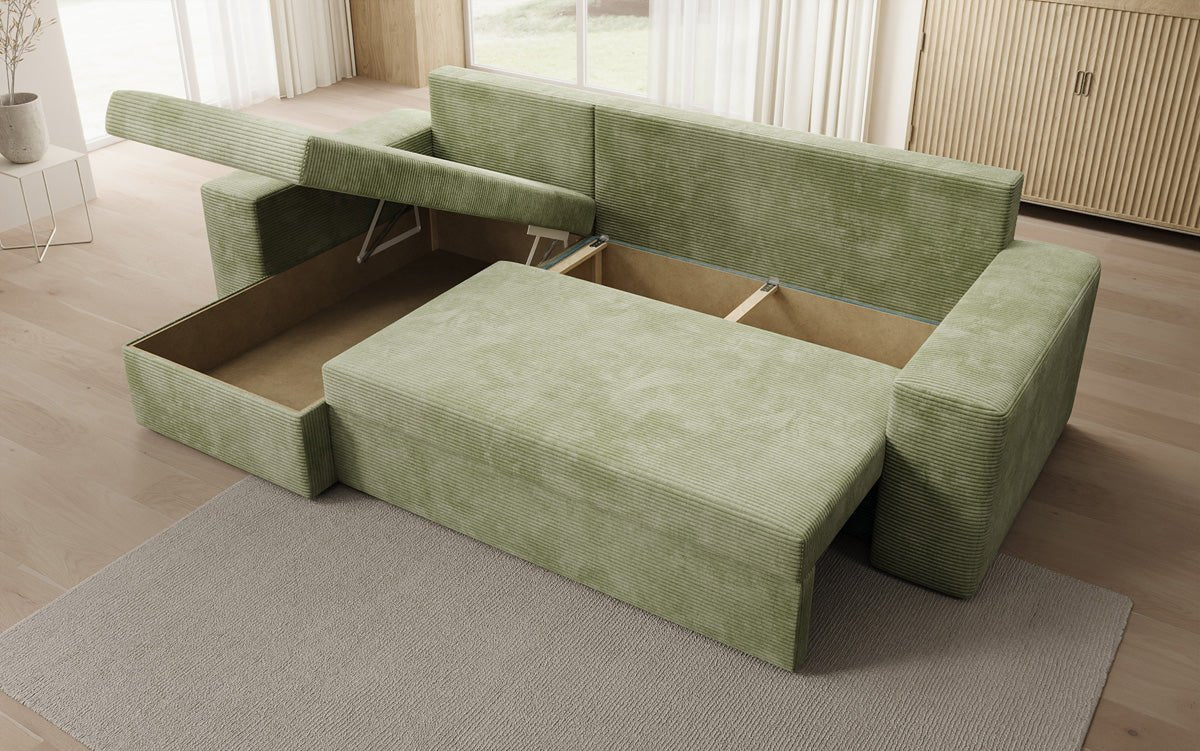 Designer Sofa Denver Cord mit Schlaf- und Klappfunktion