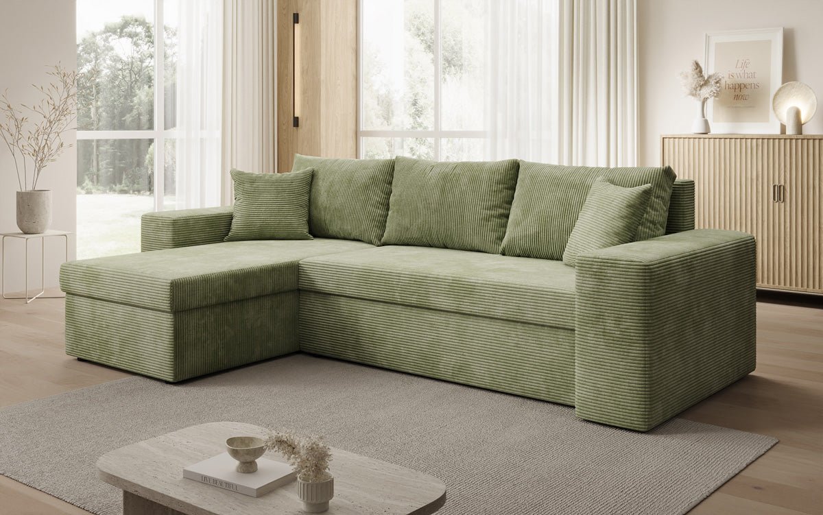 Designer Sofa Denver Cord mit Schlaf- und Klappfunktion