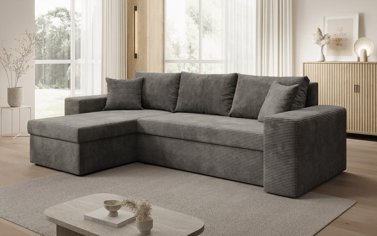 Designer Sofa Denver Cord mit Schlaf- und Klappfunktion