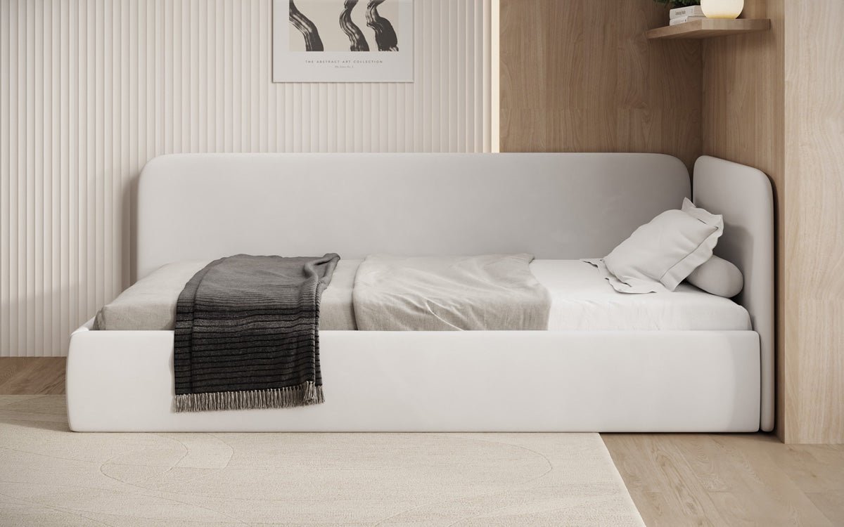 Designer Polsterbett/Gästebett/Sofa Cleo mit Stauraum
